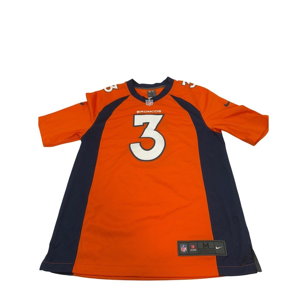 Nike Mens Denver Broncos Russell Wilson 3 NFL Jersey‎ Orange Navy Blue Size M
